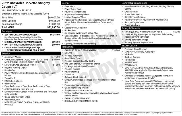 2022 Chevrolet Corvette Stingray 1LT