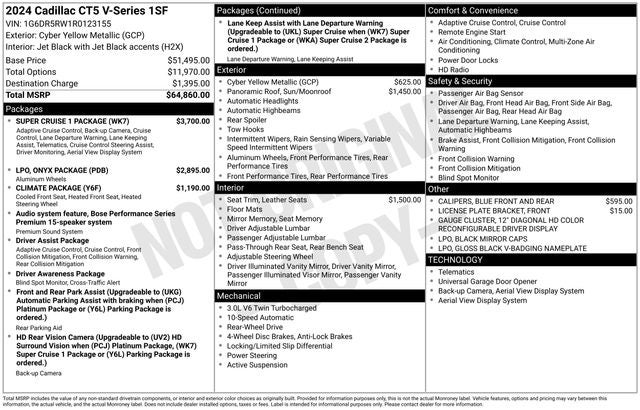 2024 Cadillac CT5 V-Series Onyx Package