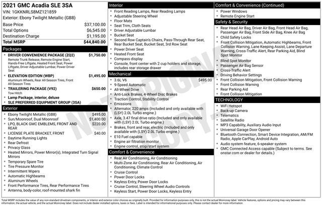 2021 GMC Acadia SLE Elevation Edition