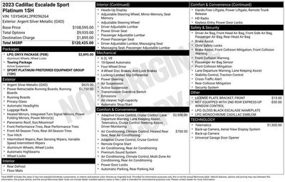 2023 Cadillac Escalade Sport Platinum Onyx Package