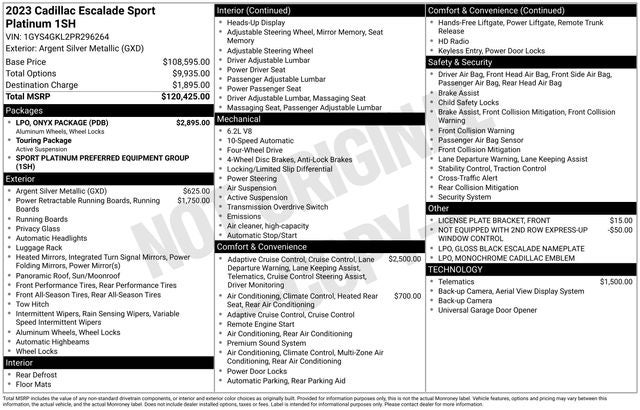 2023 Cadillac Escalade Sport Platinum Onyx Package