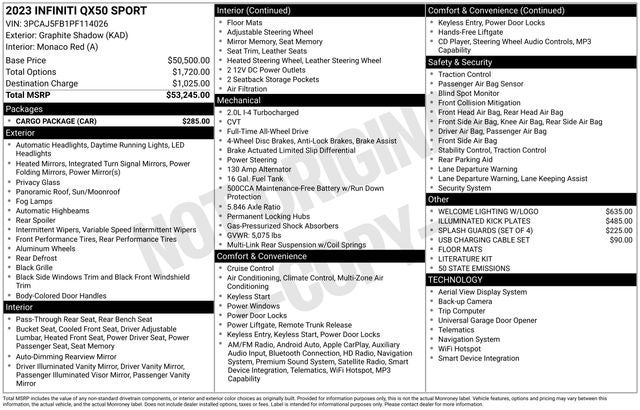 2023 INFINITI QX50 SPORT