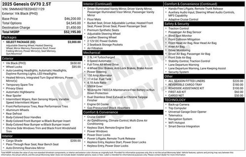 2025 Genesis GV70 2.5T Select