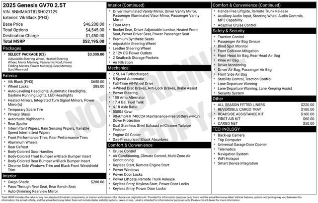 2025 Genesis GV70 2.5T