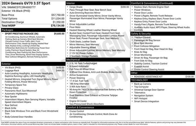 2024 Genesis GV70 3.5T Sport