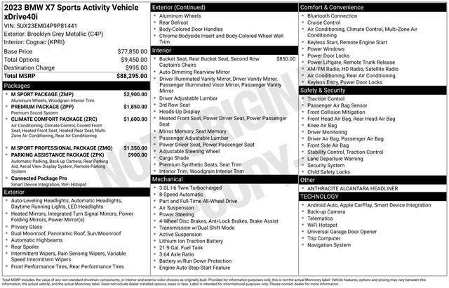 2023 BMW X7 xDrive40i M Sport Professional