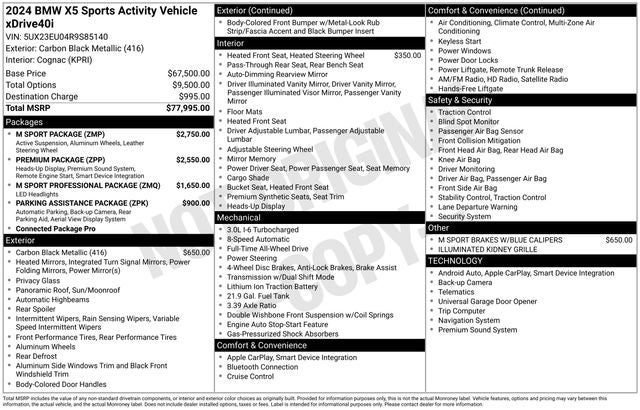2024 BMW X5 xDrive40i M Sport