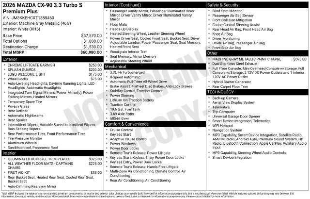 2026 Mazda Mazda CX-90 3.3 Turbo S Premium Plus