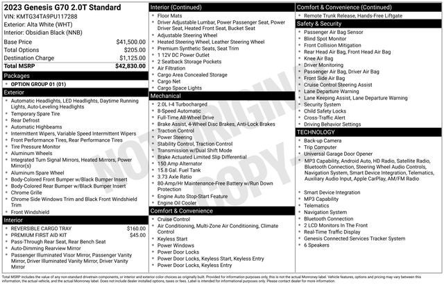 2023 Genesis G70 2.0T