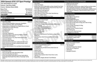 2026 Genesis G70 3.3T SPORT PRESTIGE