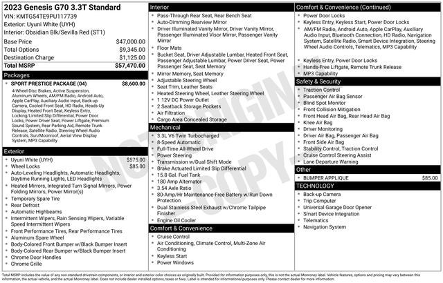 2023 Genesis G70 3.3T