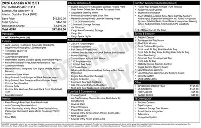 2026 Genesis G70 2.5T