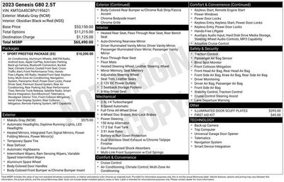 2023 Genesis G80 2.5T