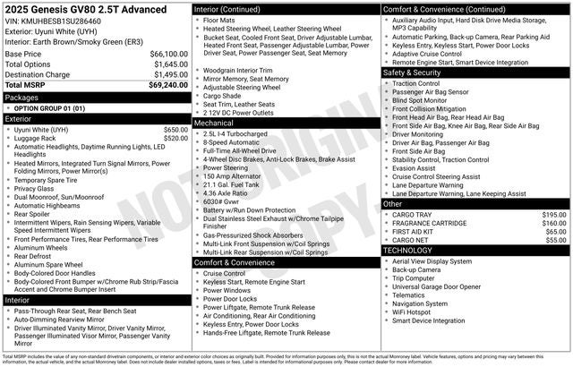 2025 Genesis GV80 2.5T Advanced