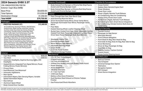2024 Genesis GV80 3.5T Prestige