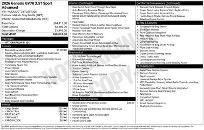 2026 Genesis GV70 3.5T Sport Advanced