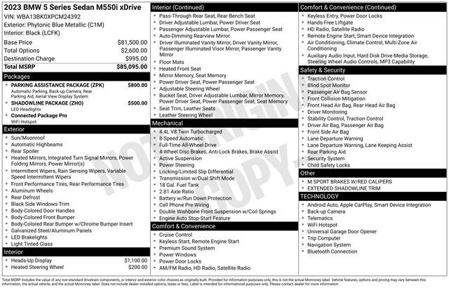 2023 BMW 5 Series M550i xDrive