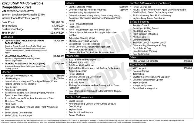 2023 BMW M4 Competition Convertible